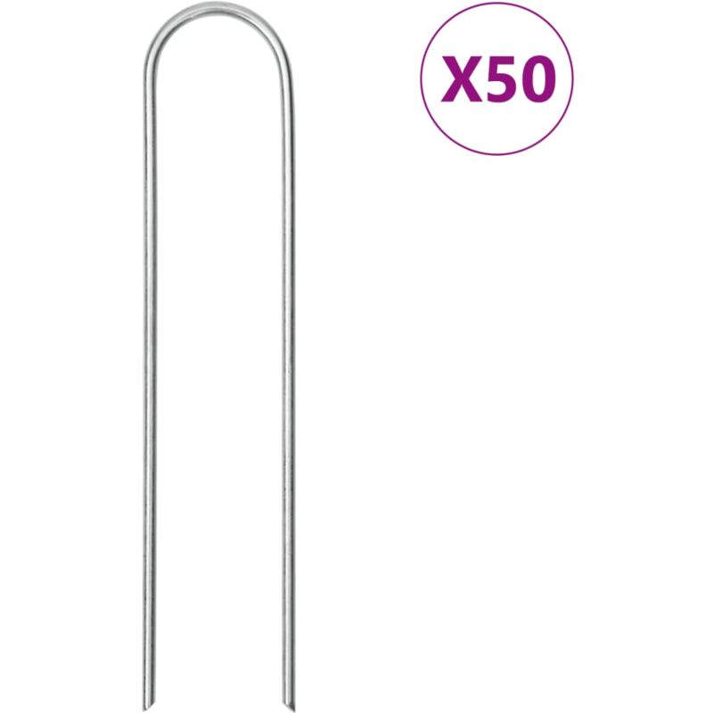foto del prodotto vidaxl picchetti da terra a forma di u 50 pz 15x3,5 cm acciaio zincato