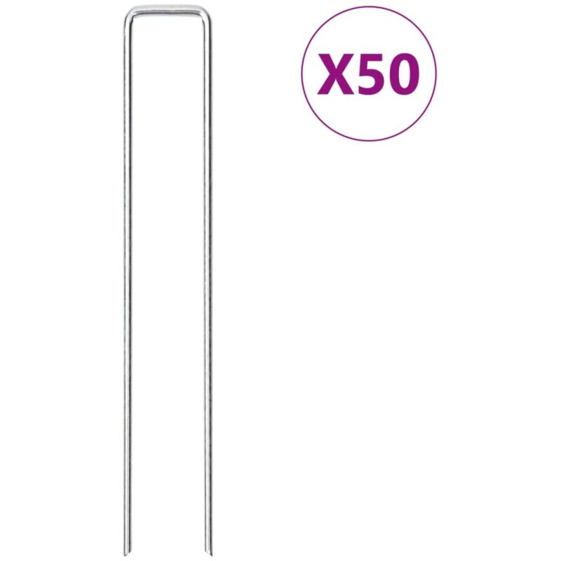 foto del prodotto vidaxl picchetti da terra a forma di u 50 pz 20x3,5 cm acciaio zincato