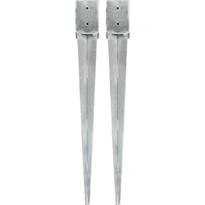 foto del prodotto vidaxl picchetti di terra 2 pz argento 10x10x91 cm in acciaio zincato