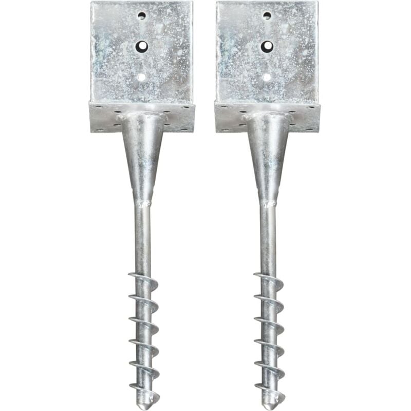foto del prodotto vidaxl picchetti di terra 2 pz argento 14x14x58 cm in acciaio zincato