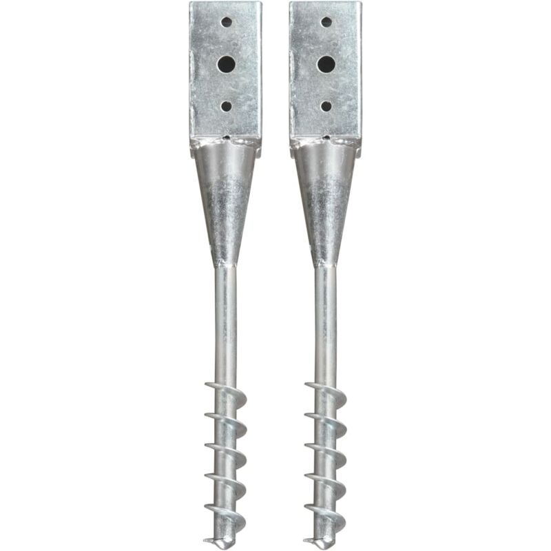 foto del prodotto vidaxl picchetti di terra 2 pz argento 7x7x56 cm in acciaio zincato