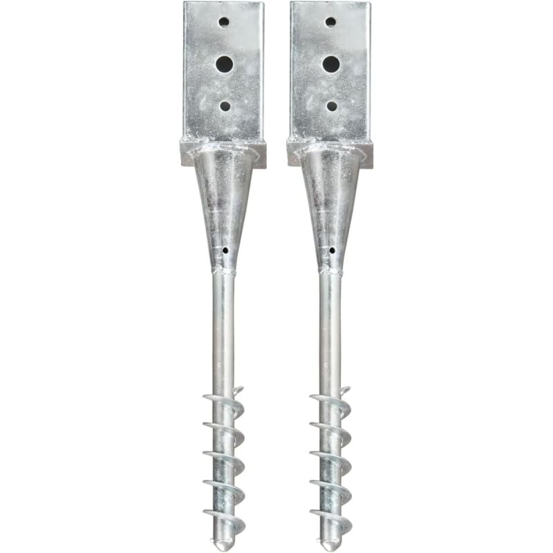 foto del prodotto vidaxl picchetti di terra 2 pz argento 8x8x57 cm in acciaio zincato
