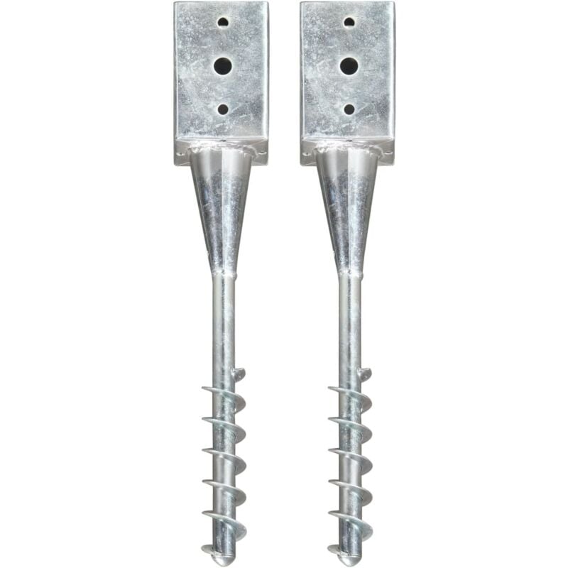 foto del prodotto vidaxl picchetti di terra 2 pz argento 9x9x56 cm in acciaio zincato