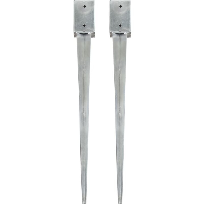 foto del prodotto vidaxl picchetti di terra 2 pz argento 9x9x90 cm in acciaio zincato