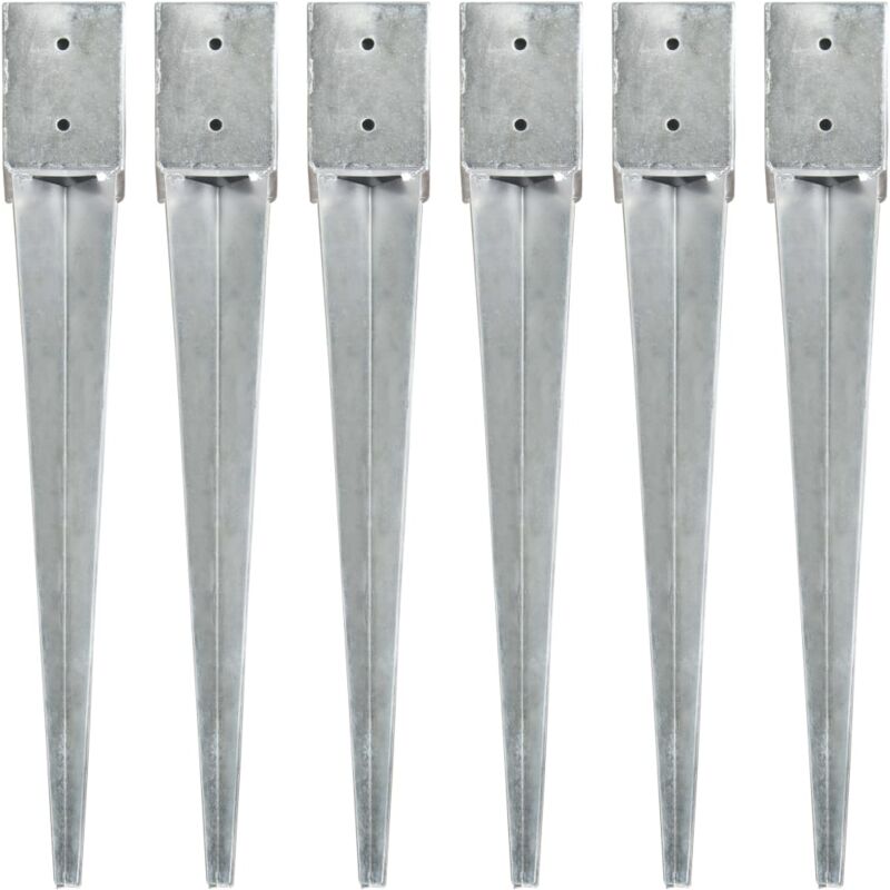 foto del prodotto vidaxl picchetti di terra 6 pz argento 10x10x76 cm in acciaio zincato 134858