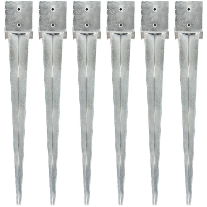 foto del prodotto vidaxl picchetti di terra 6 pz argento 12x12x89 cm in acciaio zincato 279809