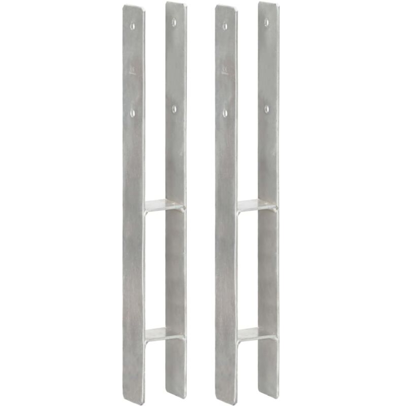 foto del prodotto vidaxl picchetti per recinzione 2 pz argento 7x6x60 cm acciaio zincato