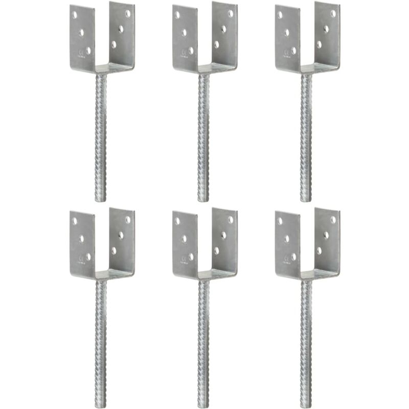 foto del prodotto vidaxl picchetti per recinzione 6 pz argento 7x6x30 cm acciaio zincato