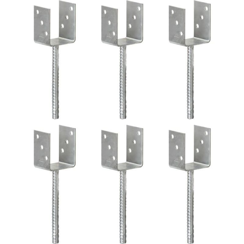 foto del prodotto vidaxl picchetti per recinzione 6 pz argento 8x6x30 cm acciaio zincato