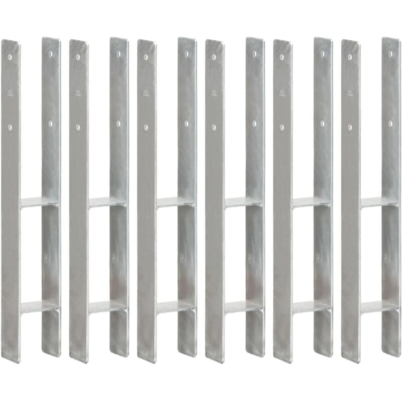 foto del prodotto vidaxl - picchetti per recinzione 6 pz argento 8x6x60 cm acciaio zincato