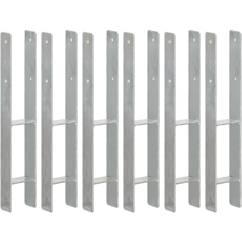 foto del prodotto vidaxl picchetti per recinzione 6 pz argento in acciaio zincato a forma di h varie dimensioni dimensioni 9 x 6 x 60 cm