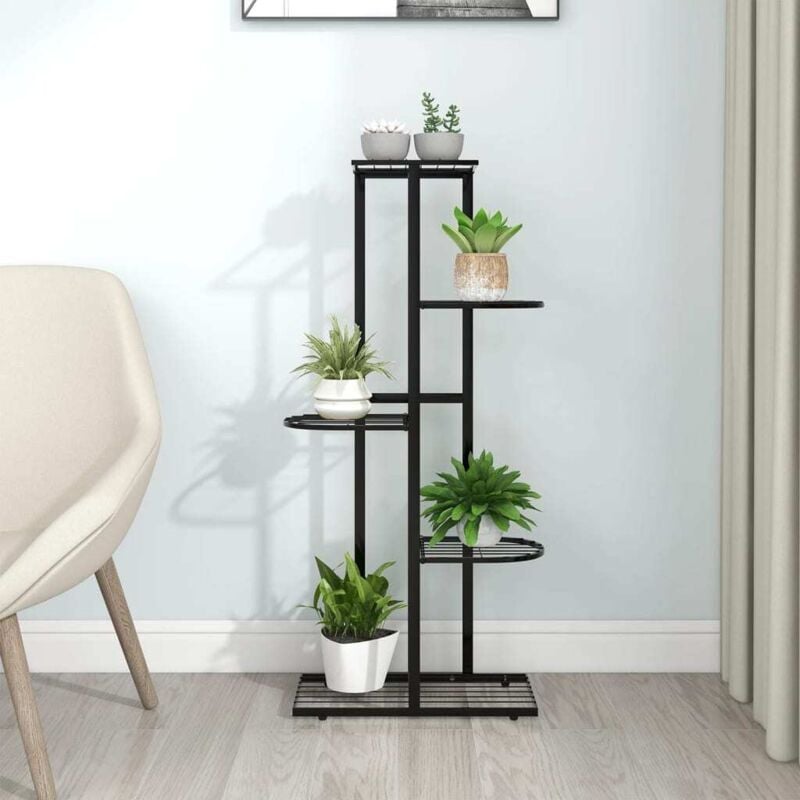 foto del prodotto vidaxl piedistallo per piante a 5 piani 43x22x98 cm in metallo nero