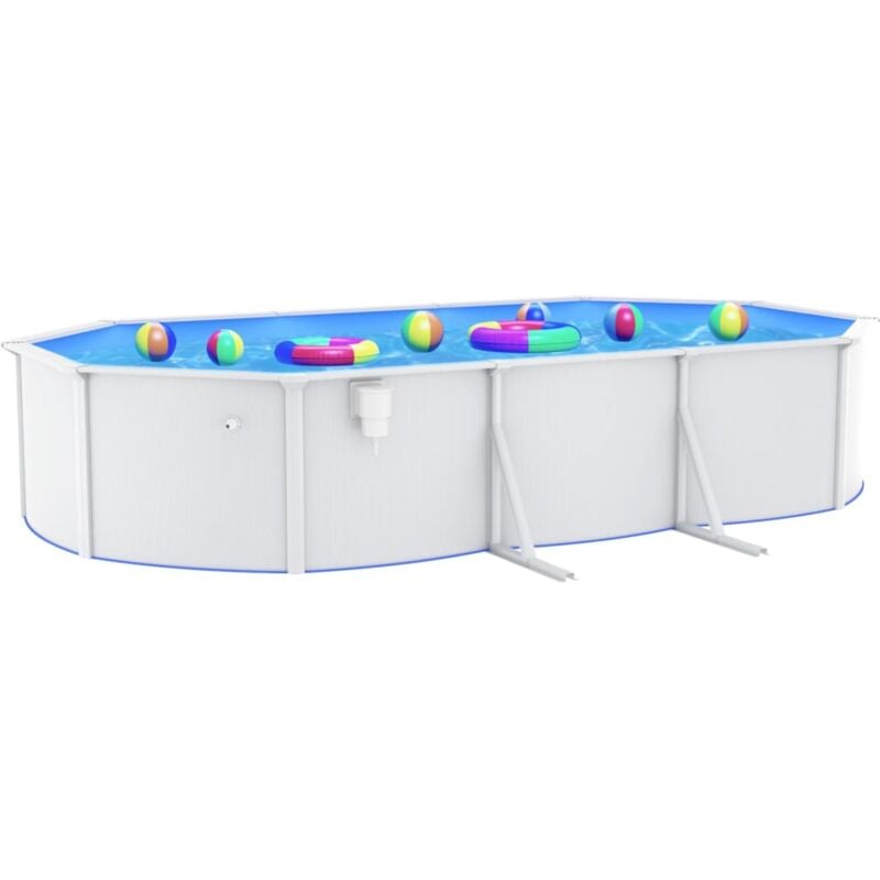 foto del prodotto vidaxl piscina con pareti in acciaio ovale 610x360x120 cm bianca