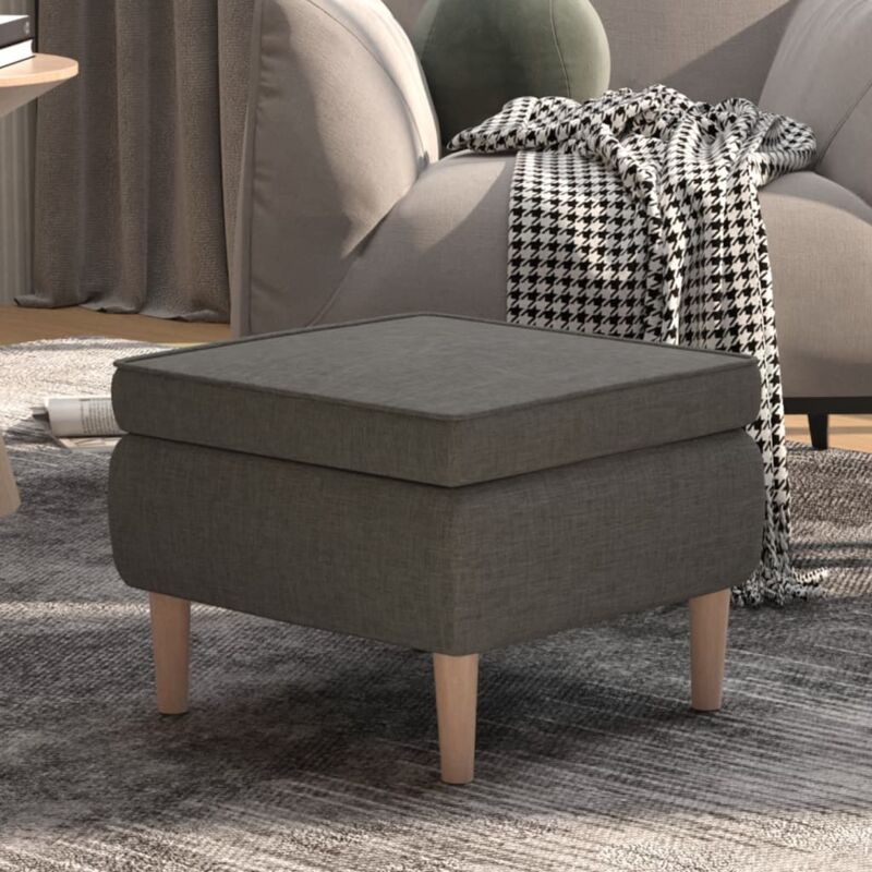foto del prodotto vidaxl poggiapiedi con gambe in legno grigio scuro in tessuto