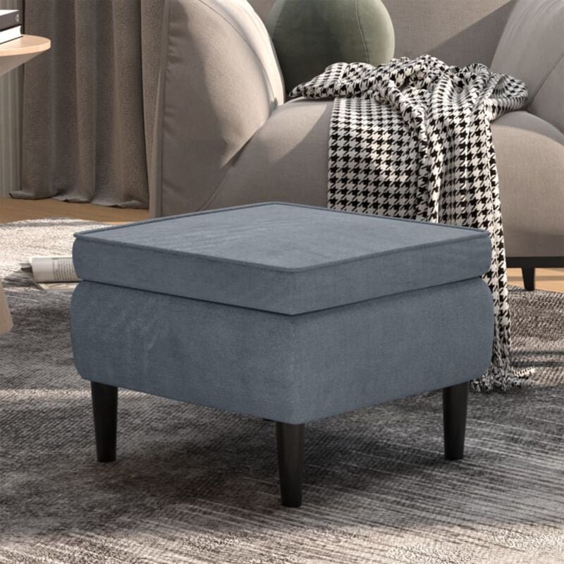 foto del prodotto vidaxl poggiapiedi con gambe in legno grigio scuro in velluto