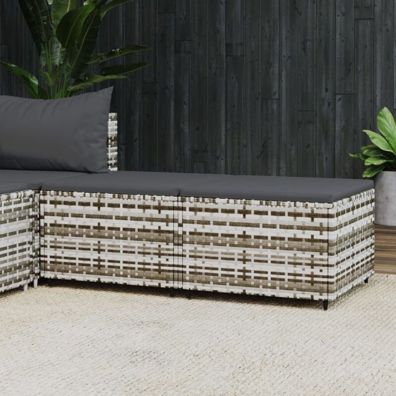 foto del prodotto vidaxl poggiapiedi da giardino con cuscini 2 pz in polyrattan grigio