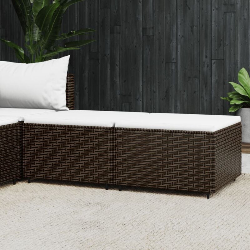 foto del prodotto vidaxl poggiapiedi da giardino con cuscini 2 pz in polyrattan marrone