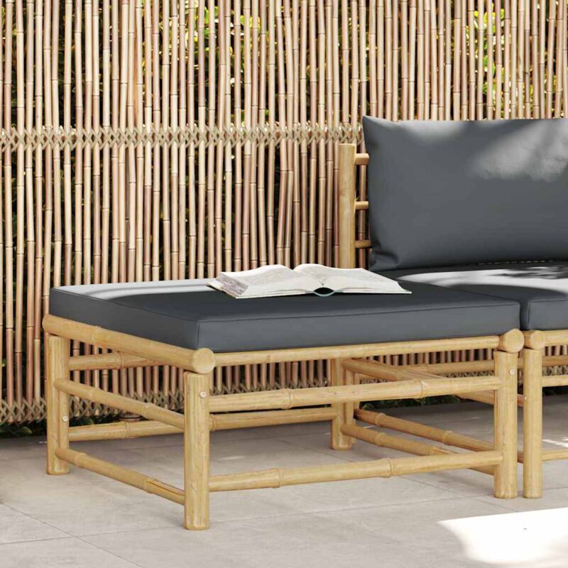foto del prodotto vidaxl poggiapiedi da giardino con cuscini grigio scuro in bamb 