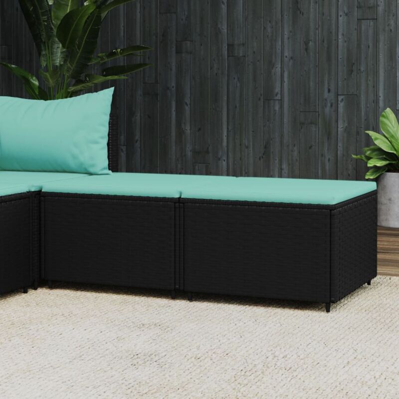 foto del prodotto vidaxl poggiapiedi da giardino con cuscini in polyrattan nero