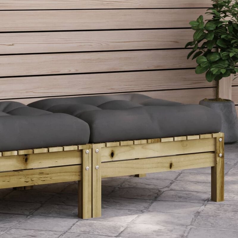 foto del prodotto vidaxl poggiapiedi da giardino con cuscino in legno impregnato di pino