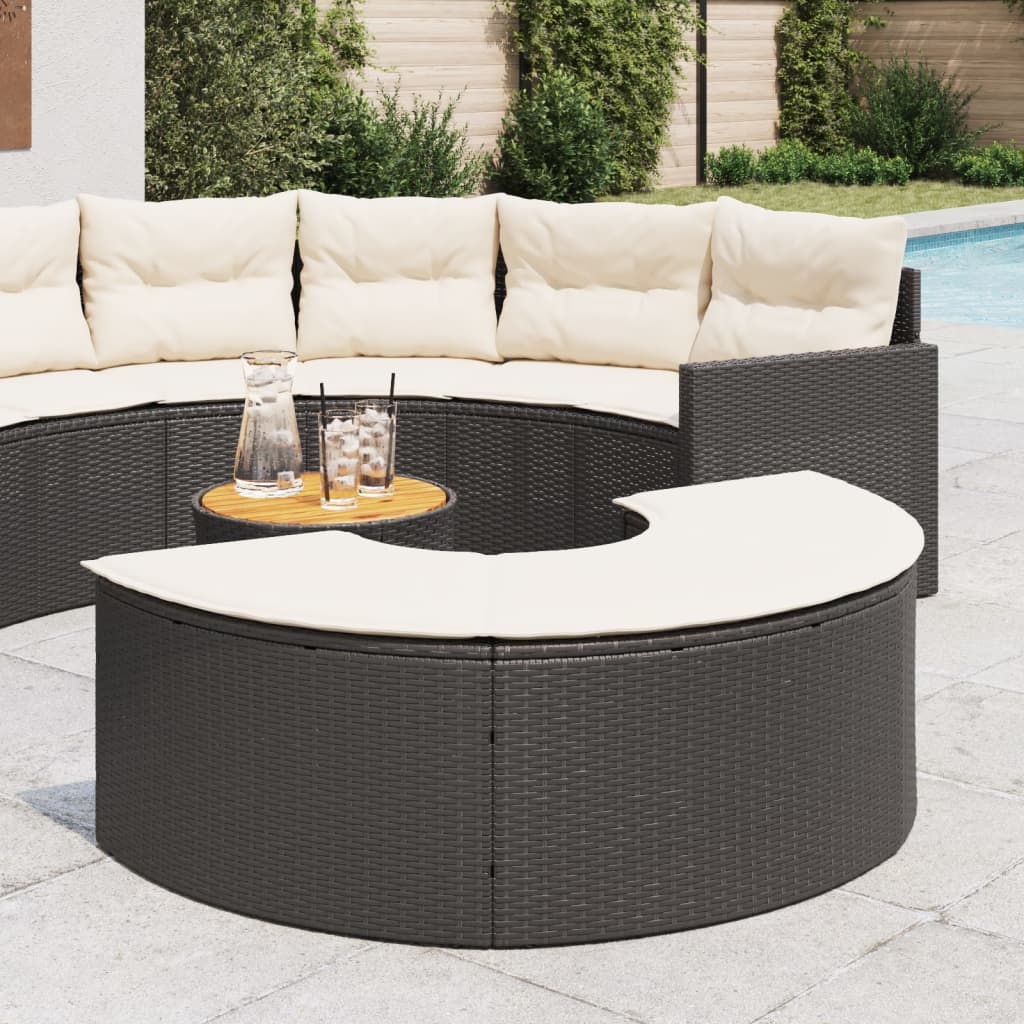 foto del prodotto vidaxl poggiapiedi da giardino con cuscino in polyrattan nero