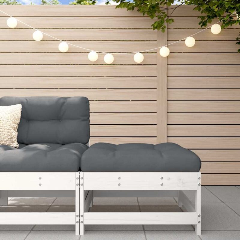 foto del prodotto vidaxl poggiapiedi da giardino con cuscino legno massello pino bianco