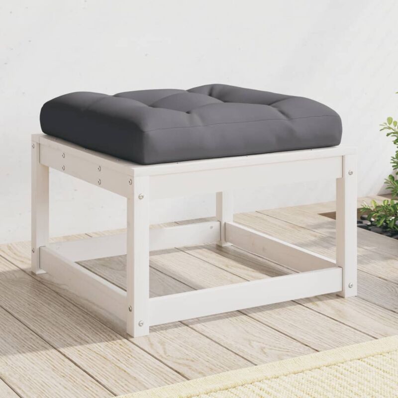 foto del prodotto vidaxl poggiapiedi da giardino con cuscino legno massello pino bianco