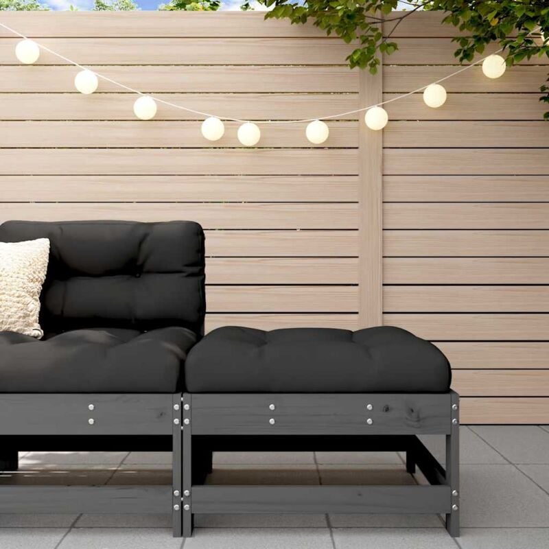foto del prodotto vidaxl poggiapiedi da giardino con cuscino legno massello pino grigio