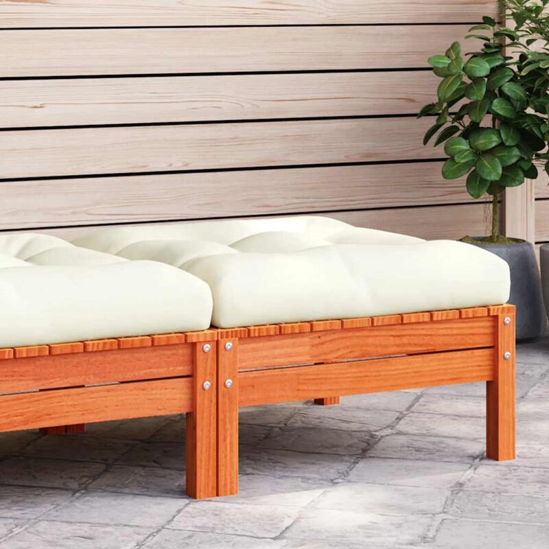 foto del prodotto vidaxl poggiapiedi da giardino con cuscino marrone cera massello pino