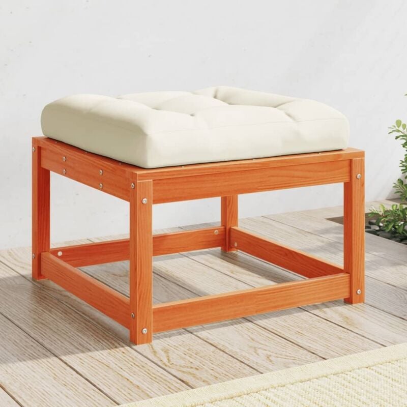 foto del prodotto vidaxl poggiapiedi da giardino con cuscino marrone cera massello pino