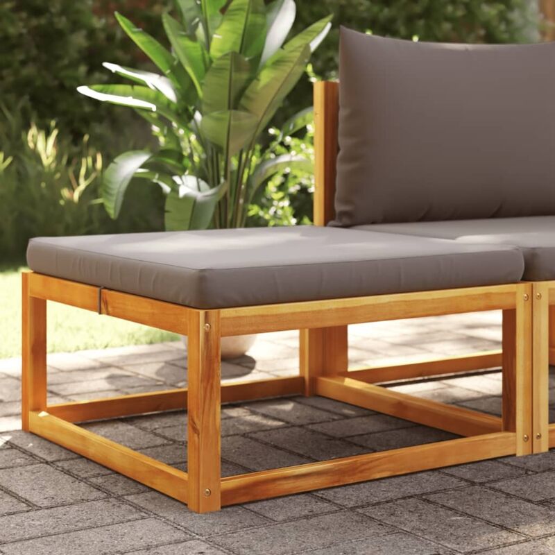 foto del prodotto vidaxl poggiapiedi giardino con cuscino 65x65x29 legno massello acacia