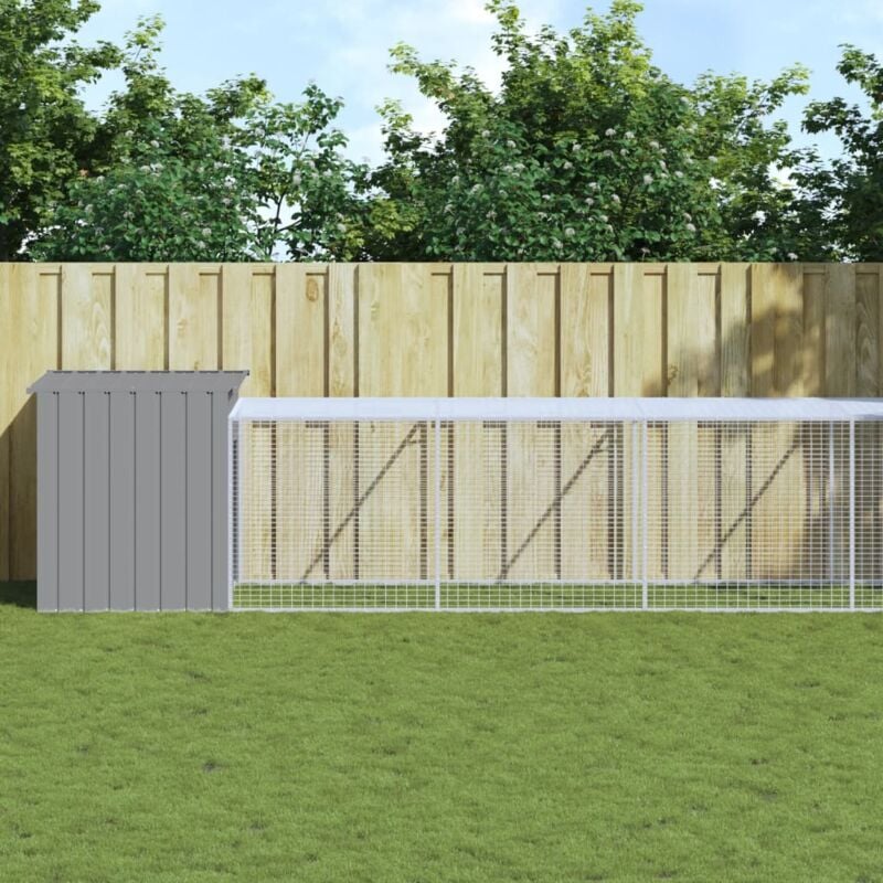 foto del prodotto vidaxl pollaio area corsa grigio chiaro 110x1017x110cm acciaio zincato