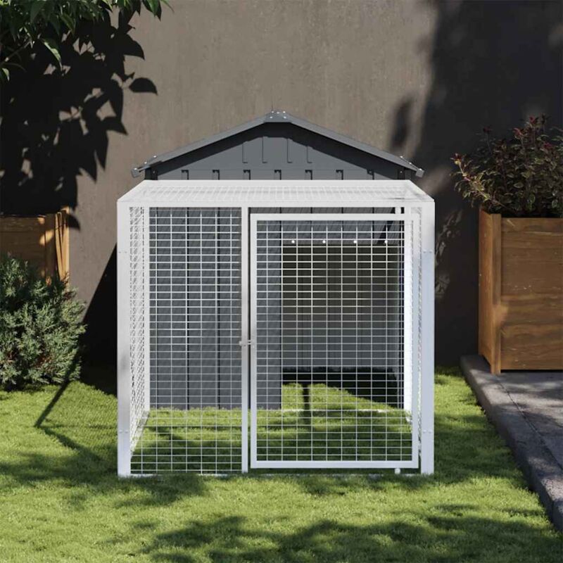 foto del prodotto vidaxl pollaio con area corsa antracite 117x201x123 cm acciaio zincato