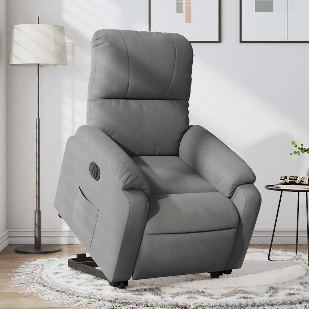 foto del prodotto vidaxl poltrona a rialzo reclinante elettrica grigio scuro microfibra