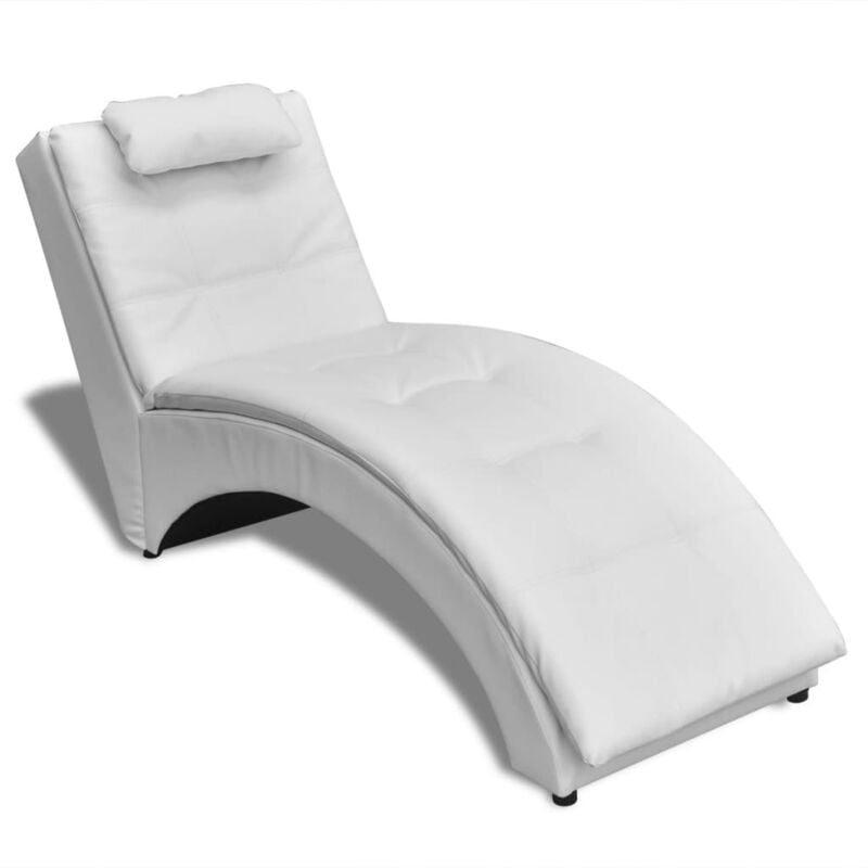 foto del prodotto vidaxl poltrona a sdraio chaise longue con cuscino in pelle artificiale colore bianca
