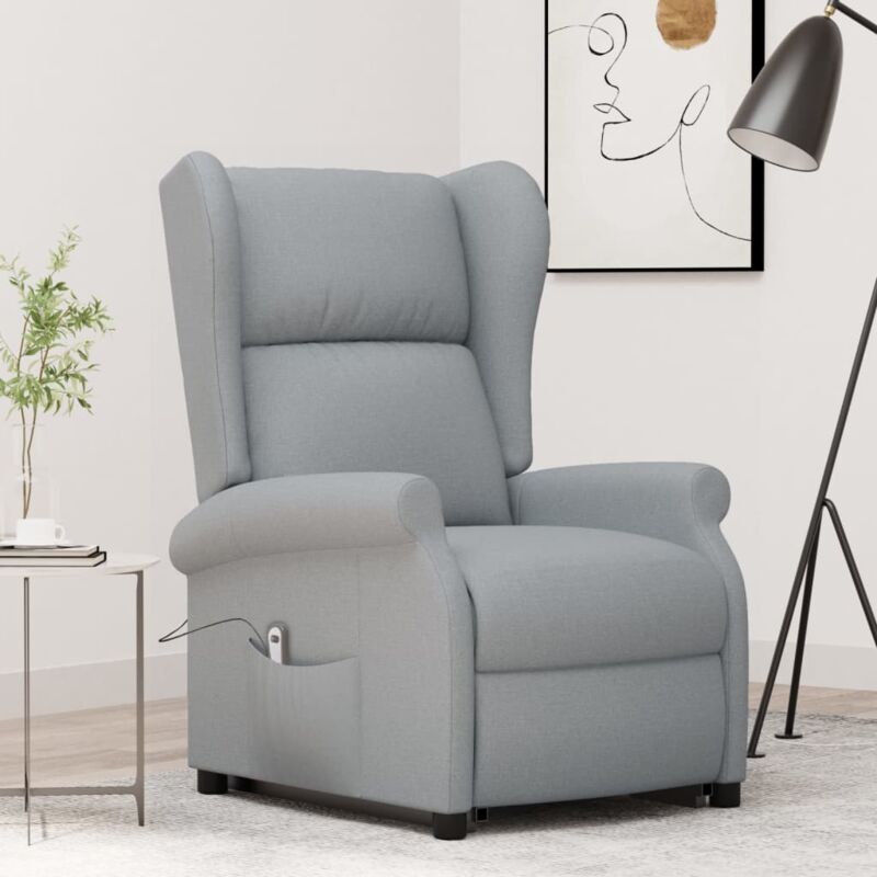 foto del prodotto vidaxl poltrona alzapersona grigio chiaro tessuto