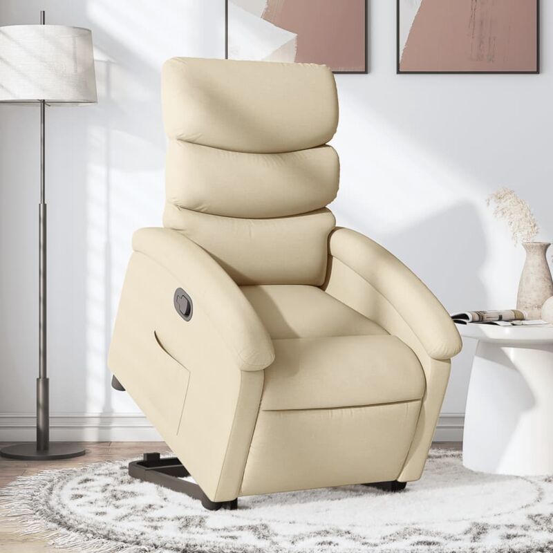 foto del prodotto vidaxl poltrona alzapersona reclinabile crema in tessuto 218556