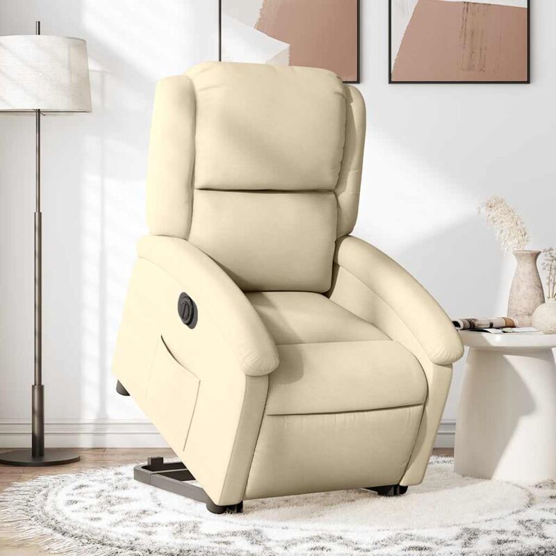 foto del prodotto vidaxl poltrona alzapersona reclinabile elettrica crema in tessuto