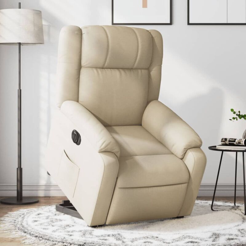 foto del prodotto vidaxl poltrona alzapersona reclinabile elettrica crema in tessuto