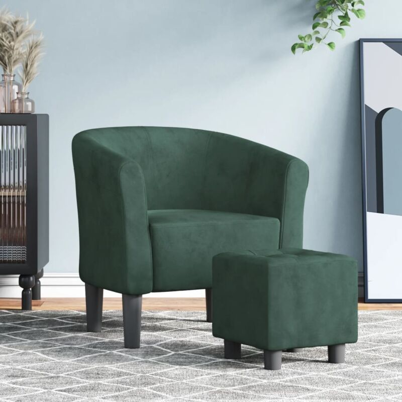 foto del prodotto vidaxl poltrona cabriolet con poggiapiedi verde scuro in velluto