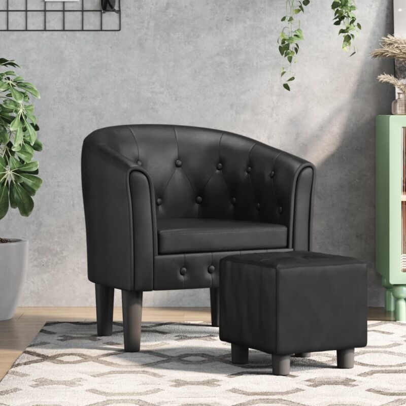 foto del prodotto vidaxl poltrona cabriolet e poggiapiedi nera similpelle