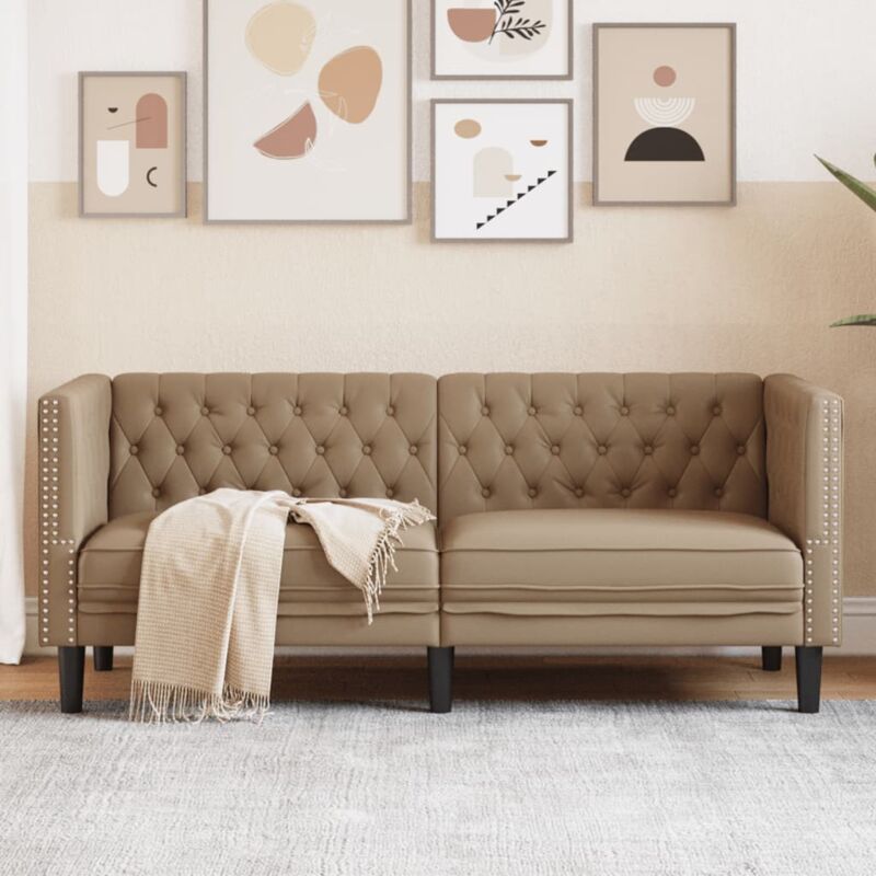 foto del prodotto vidaxl poltrona chesterfield a 2 posti cappuccino in similpelle