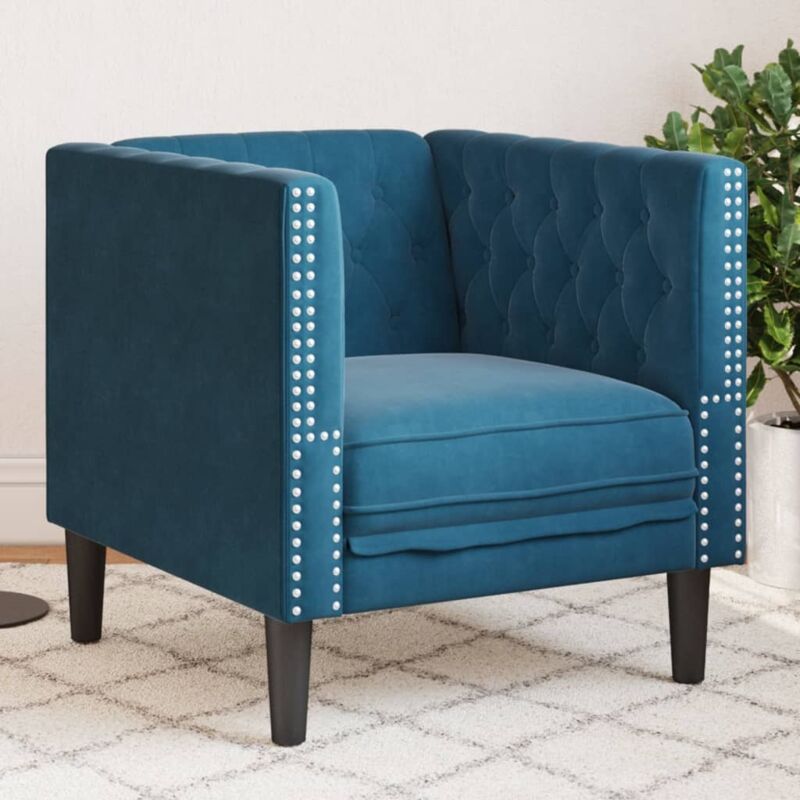 foto del prodotto vidaxl poltrona chesterfield blu in velluto