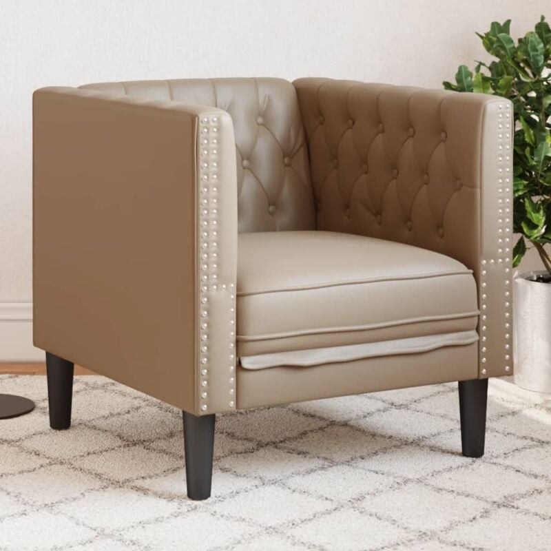foto del prodotto vidaxl poltrona chesterfield cappuccino in similpelle