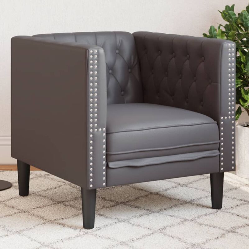foto del prodotto vidaxl poltrona chesterfield grigia in similpelle
