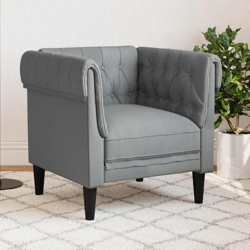 foto del prodotto vidaxl - poltrona chesterfield grigio chiaro in tessuto