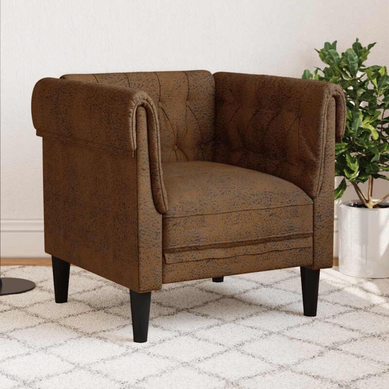foto del prodotto vidaxl poltrona chesterfield marrone in tessuto