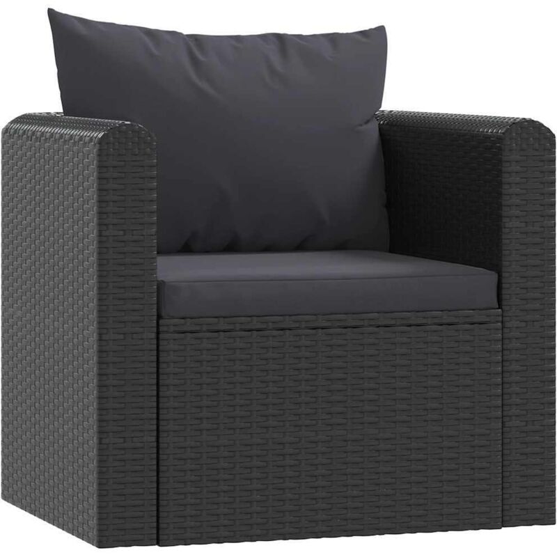 foto del prodotto vidaxl poltrona con cuscini in polyrattan nero