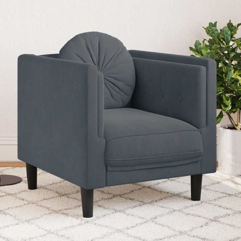 foto del prodotto vidaxl poltrona con cuscino grigio scuro in velluto