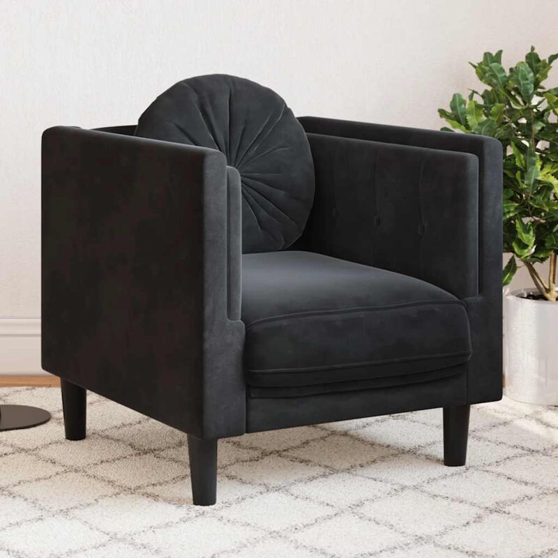 foto del prodotto vidaxl poltrona con cuscino nero in velluto 430741